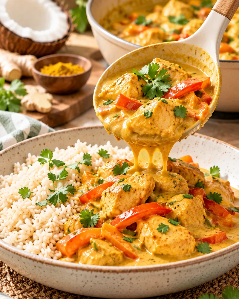 POLLO AL CURRY CON LECHE DE COCO