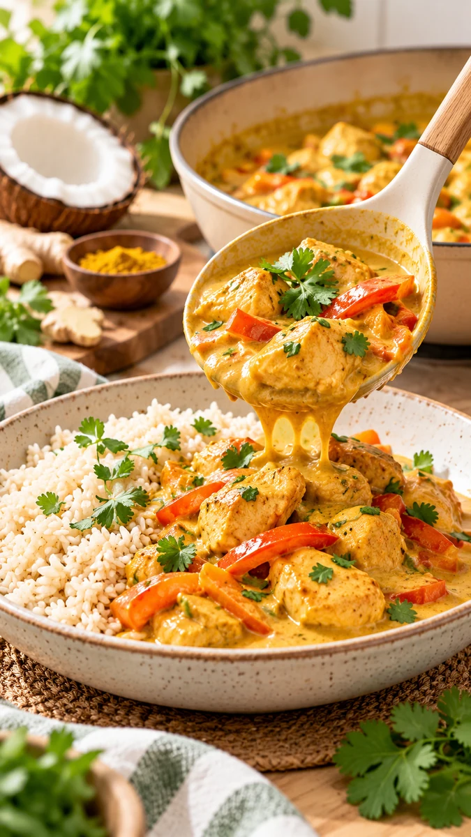 POLLO AL CURRY CON LECHE DE COCO